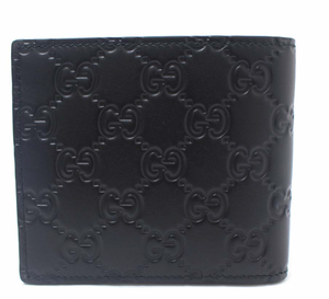 GUCCI Canvas GG Guccissima Coin Pocket Bifold Wallet, Black