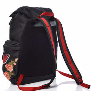 Gucci Backpack Techno Canvas Embroidered Flowers Black in Techno Canvas  with Silver-tone - US