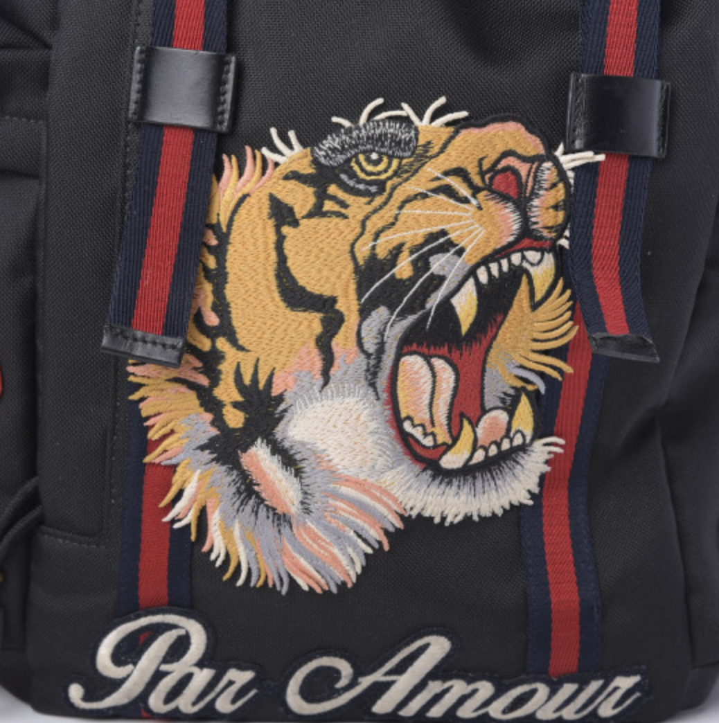 Gucci tiger embroidered backpack deals