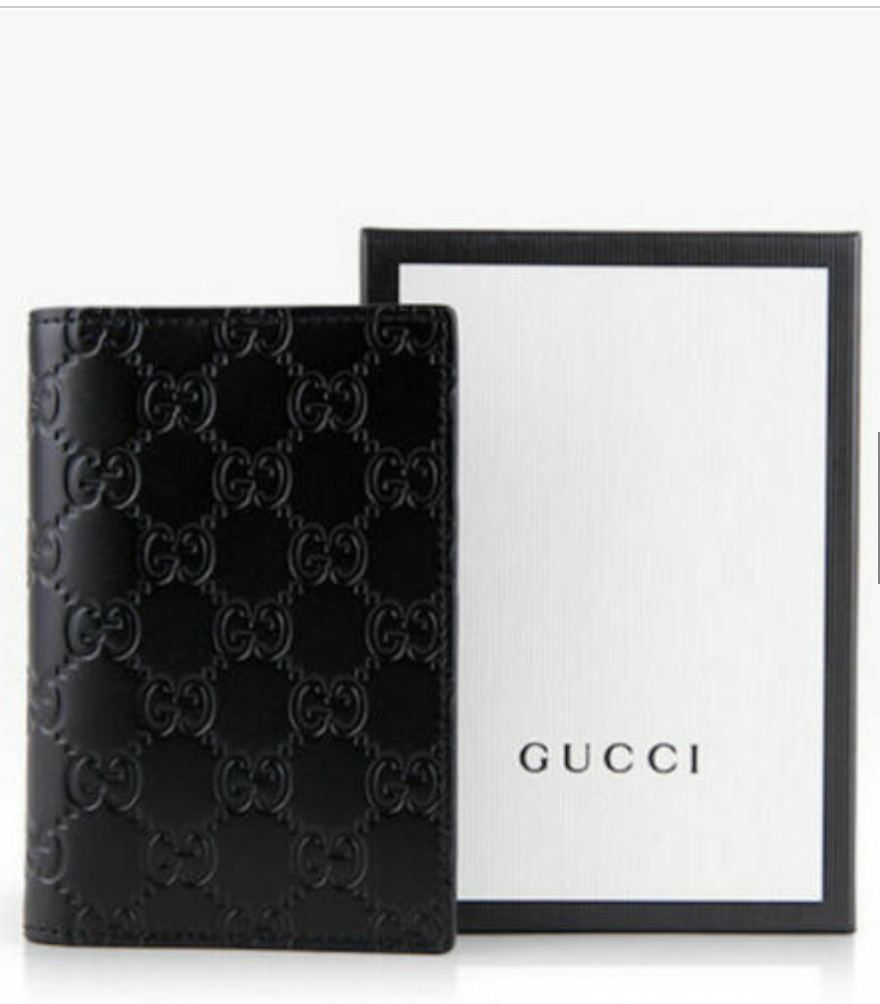 Gucci Black Guccissima Passport Holder –