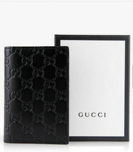 Gucci Black Guccissima Passport Holder