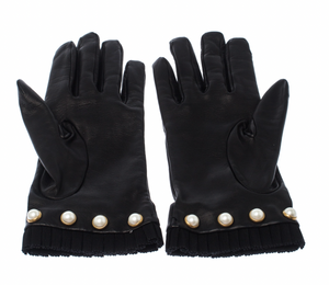 Gucci Nappa Pearl Gloves in Black Leather