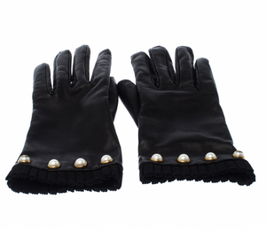 Gucci Nappa Pearl Gloves in Black Leather