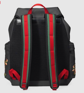 GUCCI Techno Canvas Web L'Aveugle Par Amour Embroidered Double Buckle Backpack