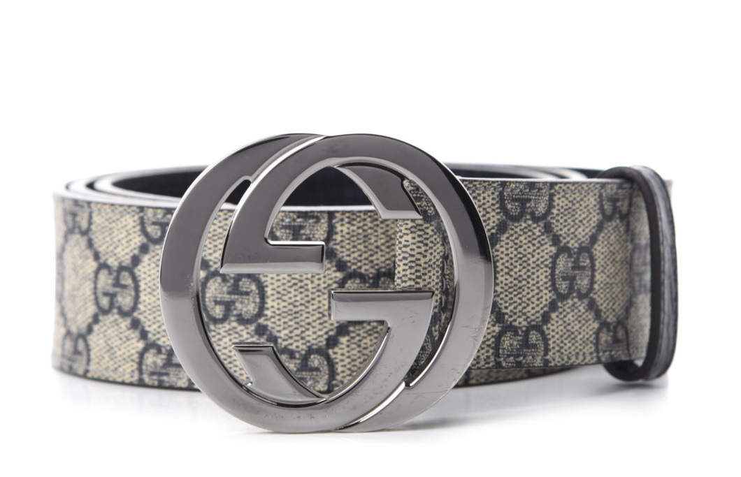 Gucci, Accessories, Gucci Gg Supreme Monogram Interlocking G Belt In Navy