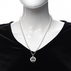 GUCCI Interlocking Circle GG Pendant Necklace in Sterling Silver