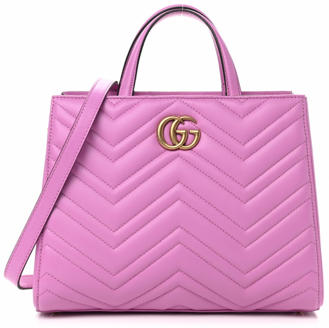 Gucci GG Marmont Top Handle Matelasse Small Dusty PInk in Leather
