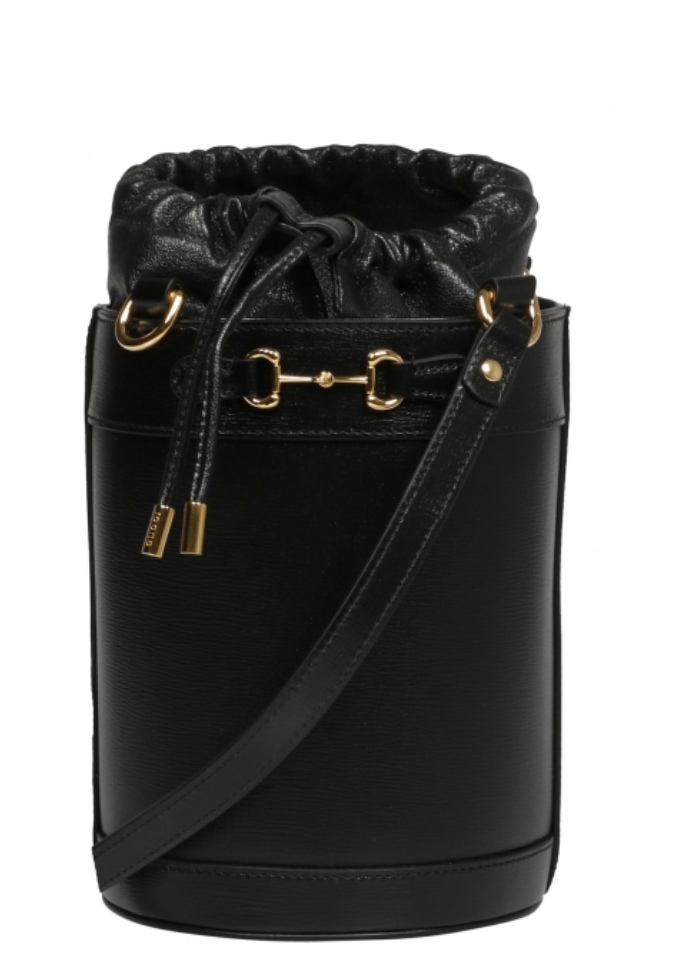 Gucci Horsebit Black Leather Bucket Bag