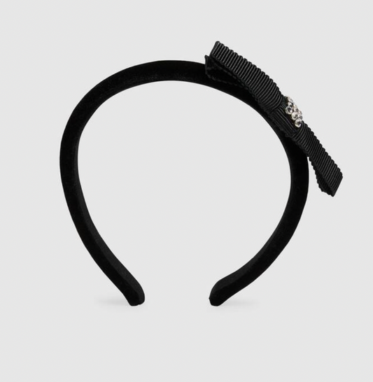 GUCCI Velvet Headband With Crystal Bow