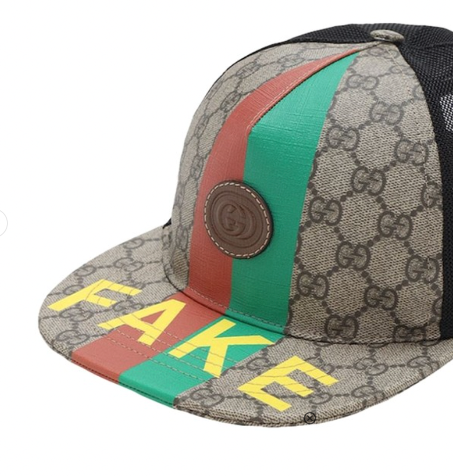 Gucci FAKE/NOT Logo Print Baseball Hat