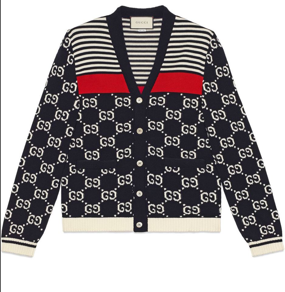 Gucci Cardigan GG Supreme Striped Knit Sweater Gavriel.us