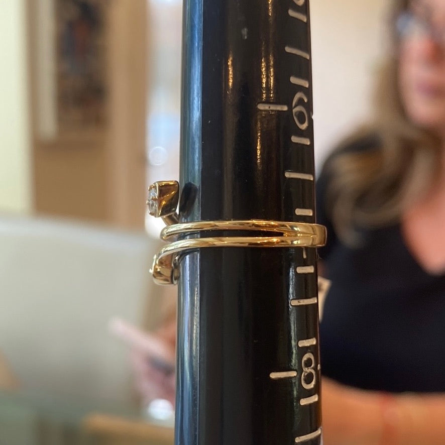 Diamond Marquis Round Bypass Ring 14K Yellow Gold 0.20 TCW