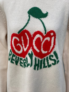 Gucci Wool Sweater with Cherry Intarsia in White