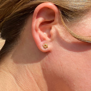 14K Yellow Gold Star of David Post Earrings