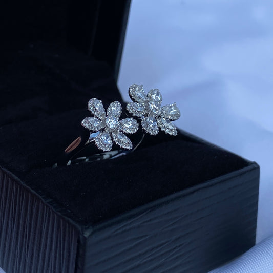 Fancy Cut Flower Ring in 14K White Gold 1.25 Total Carat Weight Gen Diamond