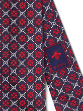 Load image into Gallery viewer, Gucci Navy Silk Tie with Red Diamonds and Interlocking GG