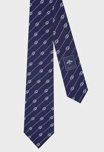 Gucci Interlocking GG and Dots Navy Silk Tie