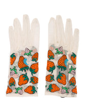 Load image into Gallery viewer, Gucci Tulle Strawberry Embroidered Gloves in White