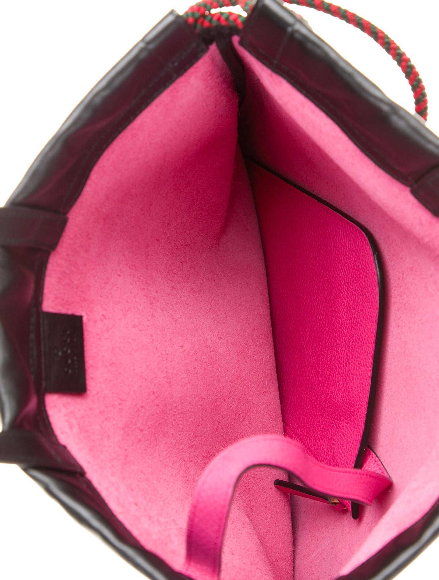 Pink Leather Logo Print Drawstring Backpack