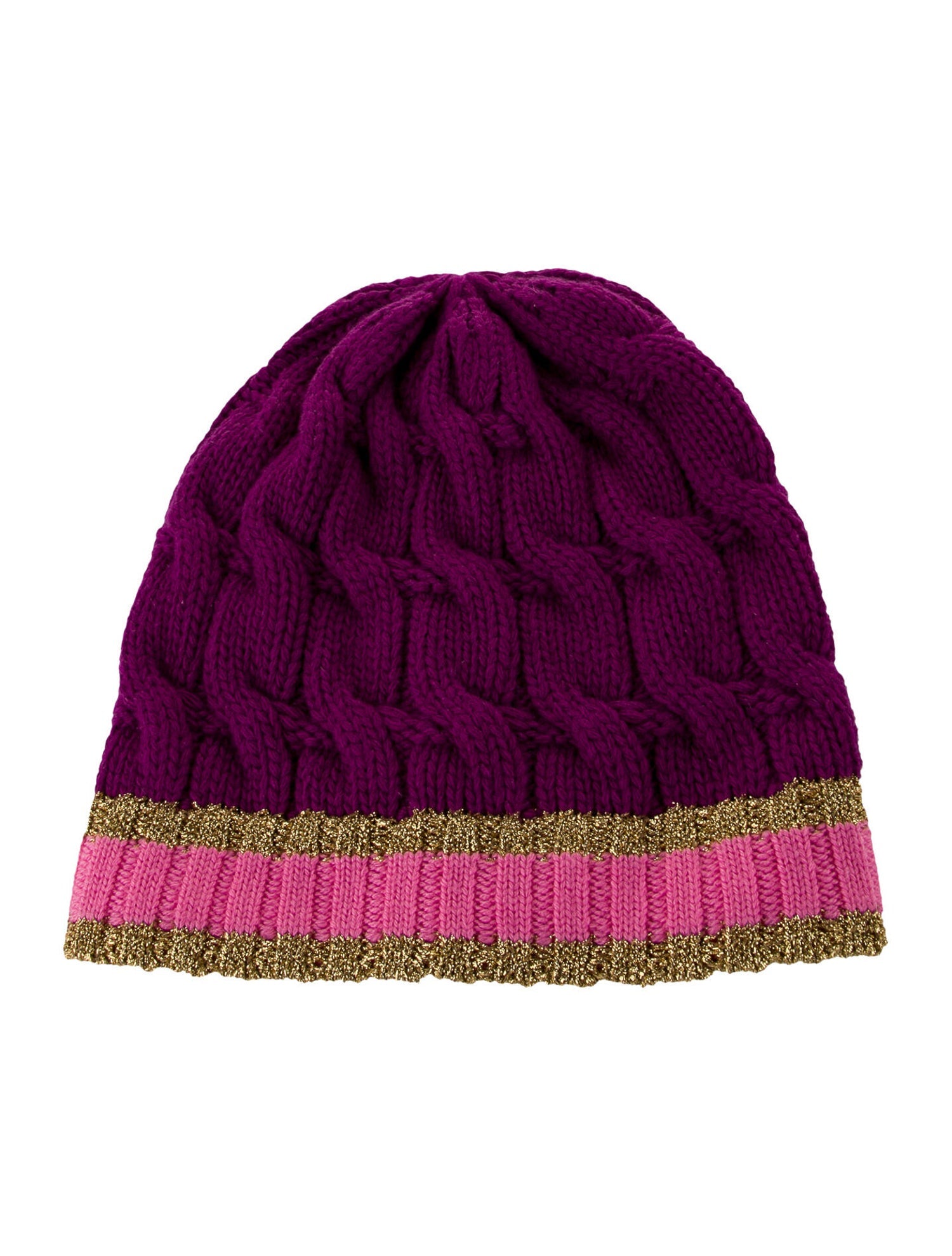 Gucci Cable Knit Beanie in Purple GUCCI STRIPED CABLE KNIT WOOL BLEND BEANIE SMALL | nikkibradford main image 4
