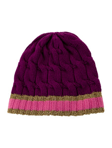 Gucci Cable Knit Beanie in Purple