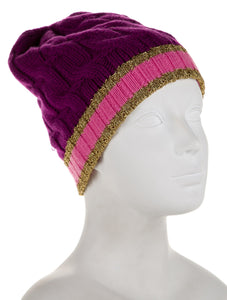 Gucci Cable Knit Beanie in Purple