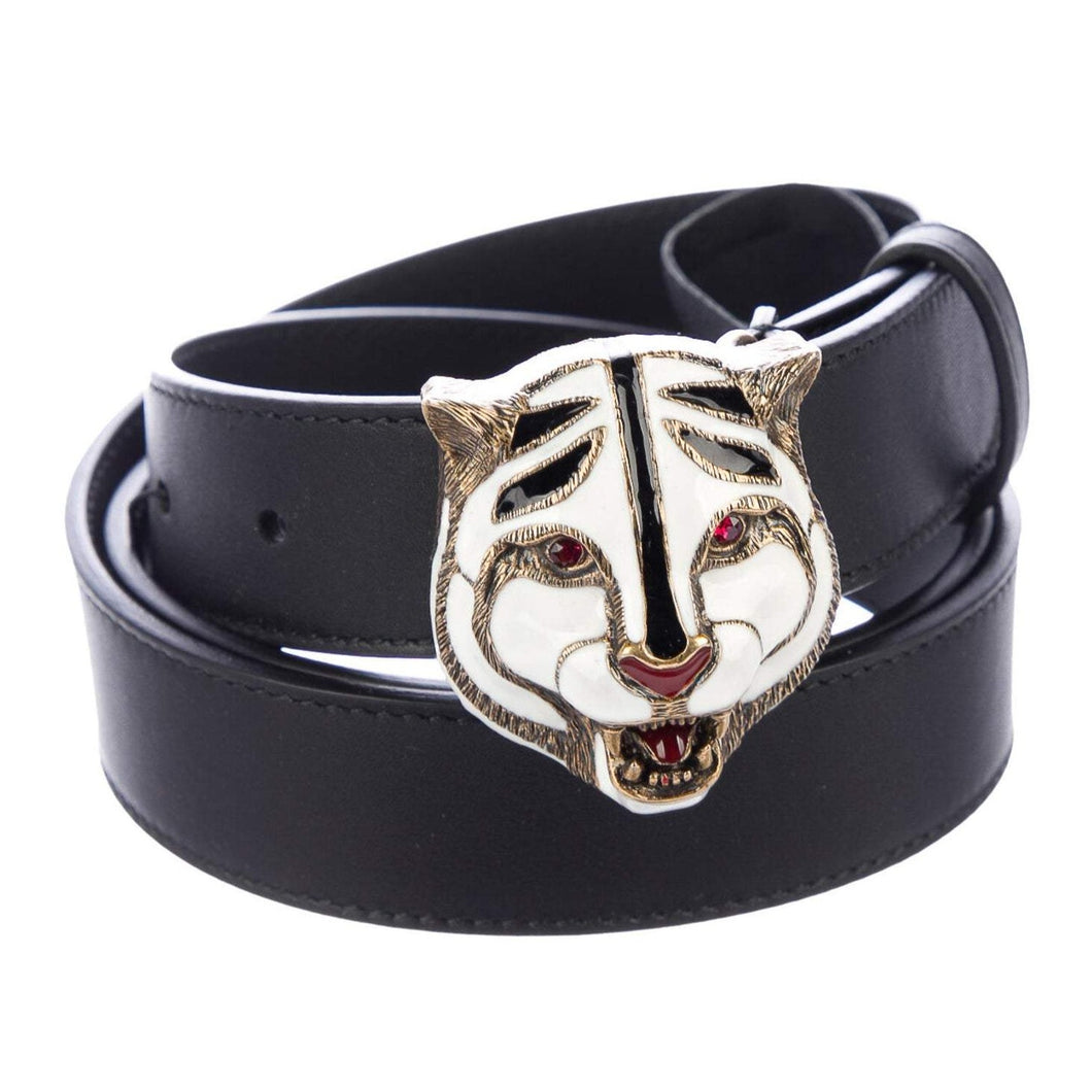 Gucci Ceramic Tiger Clasp Belt in Black