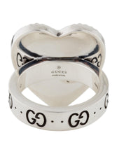 Load image into Gallery viewer, Gucci Enamel Heart Ring in Silver