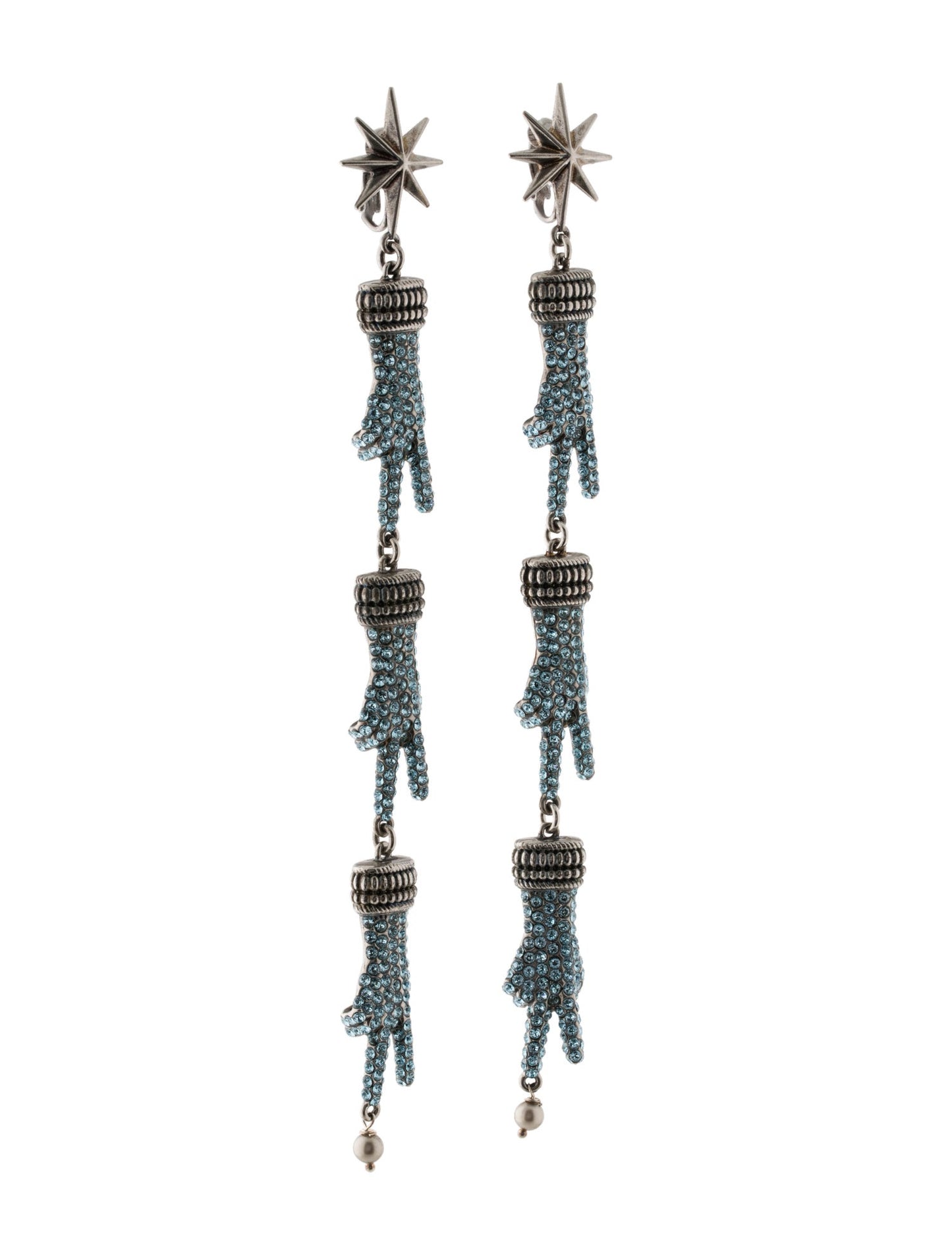 Gucci Peace Sign Hand Motif Clip-on Earrings in Silver