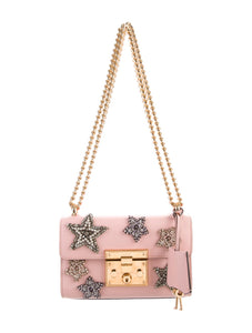 Gucci Crystal Star Small Padlock Shoulder Bag in Pink