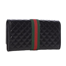 Load image into Gallery viewer, Gucci Quilted Continental Wallet with Web in Black