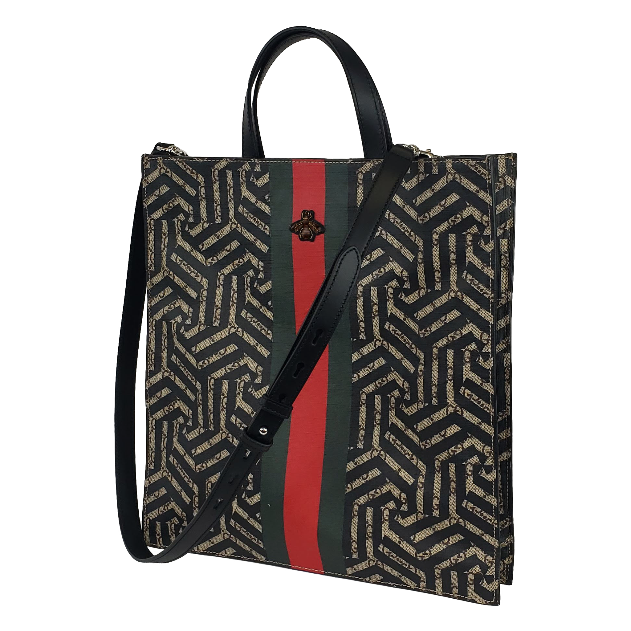 Gucci GG Supreme Caleido Web Tote with Bee Accent Gavriel.us