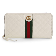 Load image into Gallery viewer, Gucci Trapuntata Zip-around Wallet with Web in White