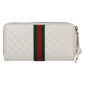 Gucci Trapuntata Zip-around Wallet with Web in White