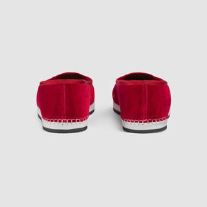 Gucci Men's Velvet Loafer With Am Appliqué In Red