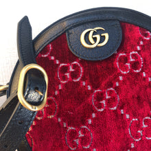 Load image into Gallery viewer, Gucci GG Velvet Round Shoulder Bag in Red