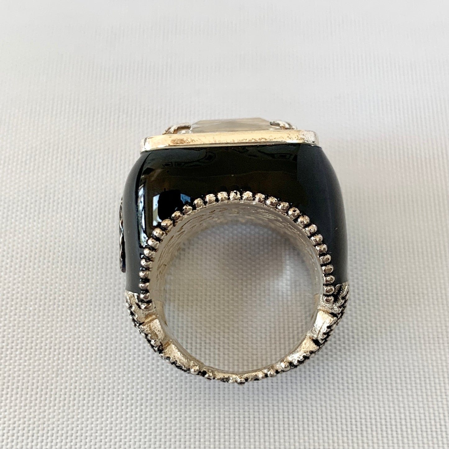 Gucci GG Crystal-embellished Signet Ring in White