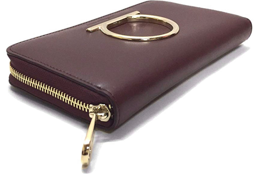 Salvatore Ferragamo Gancini Long Wallet in Wine