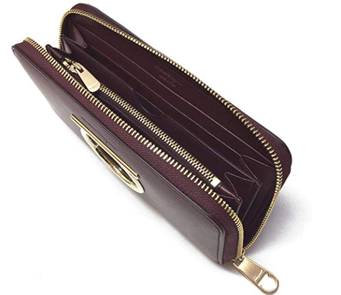Salvatore Ferragamo Gancini Long Wallet in Wine