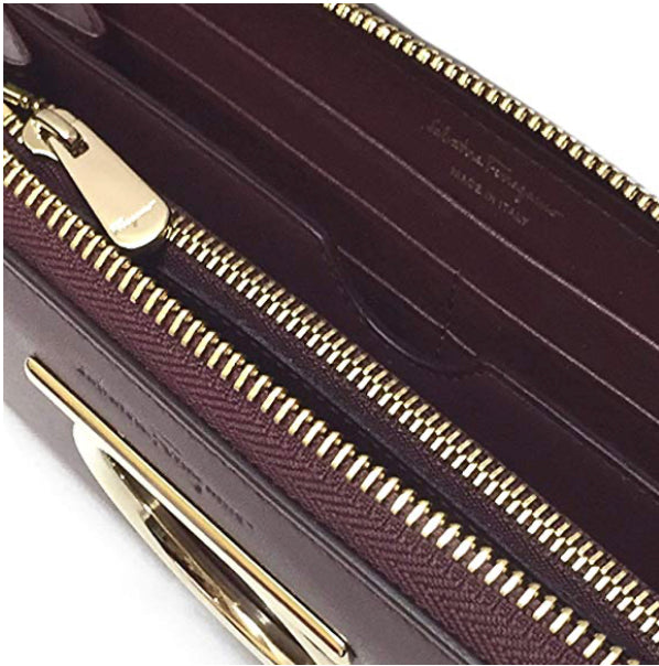 Salvatore Ferragamo Gancini Long Wallet in Wine