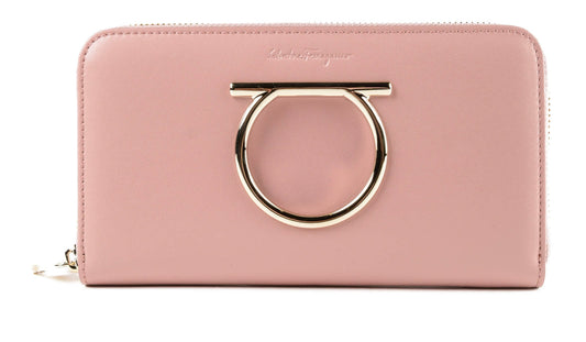 Salvatore Ferragamo Gancini Long Wallet in Antique Rose