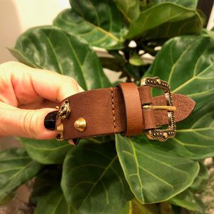 Gucci Feline Head Leather Bracelet in Brown