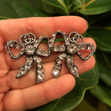 Load image into Gallery viewer, Gucci Silver-tone Crystal Bow Stud Earrings