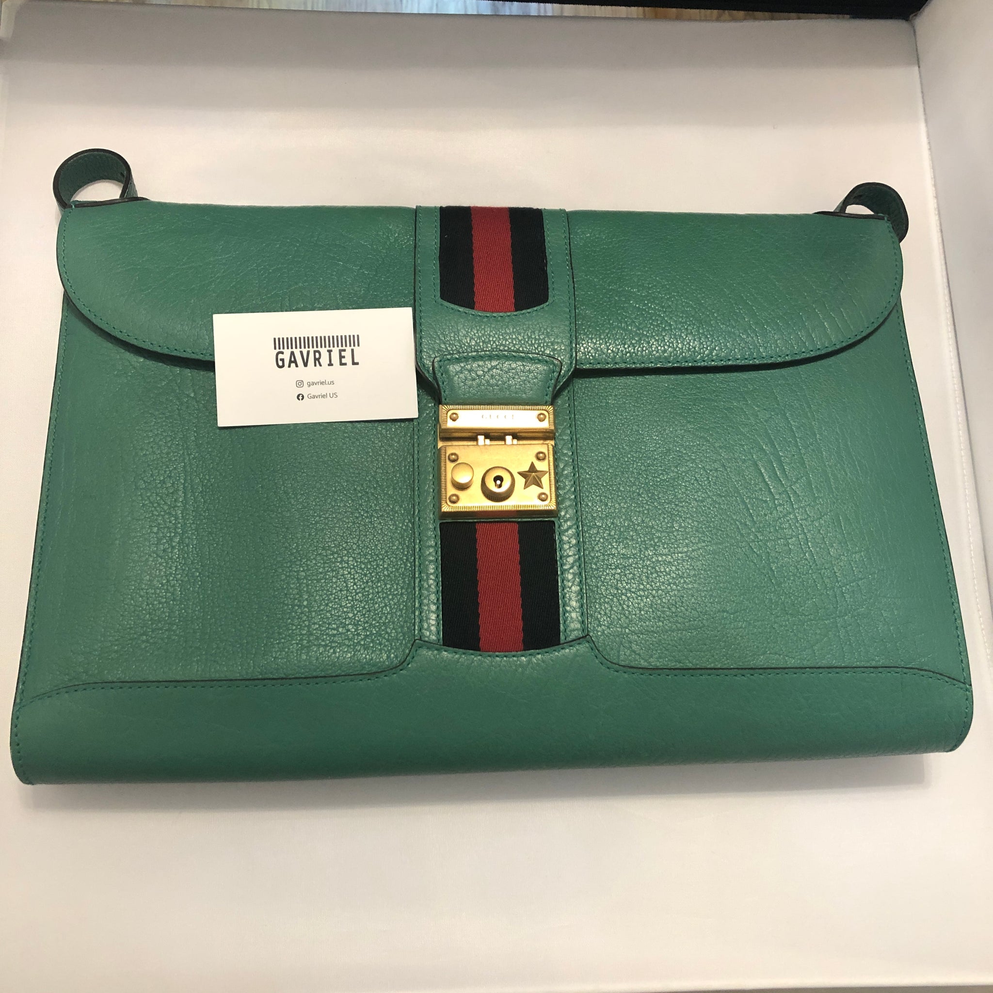 Gucci, Bags, Rare Gucci Green Guccissima Leather Large Padlock Bag
