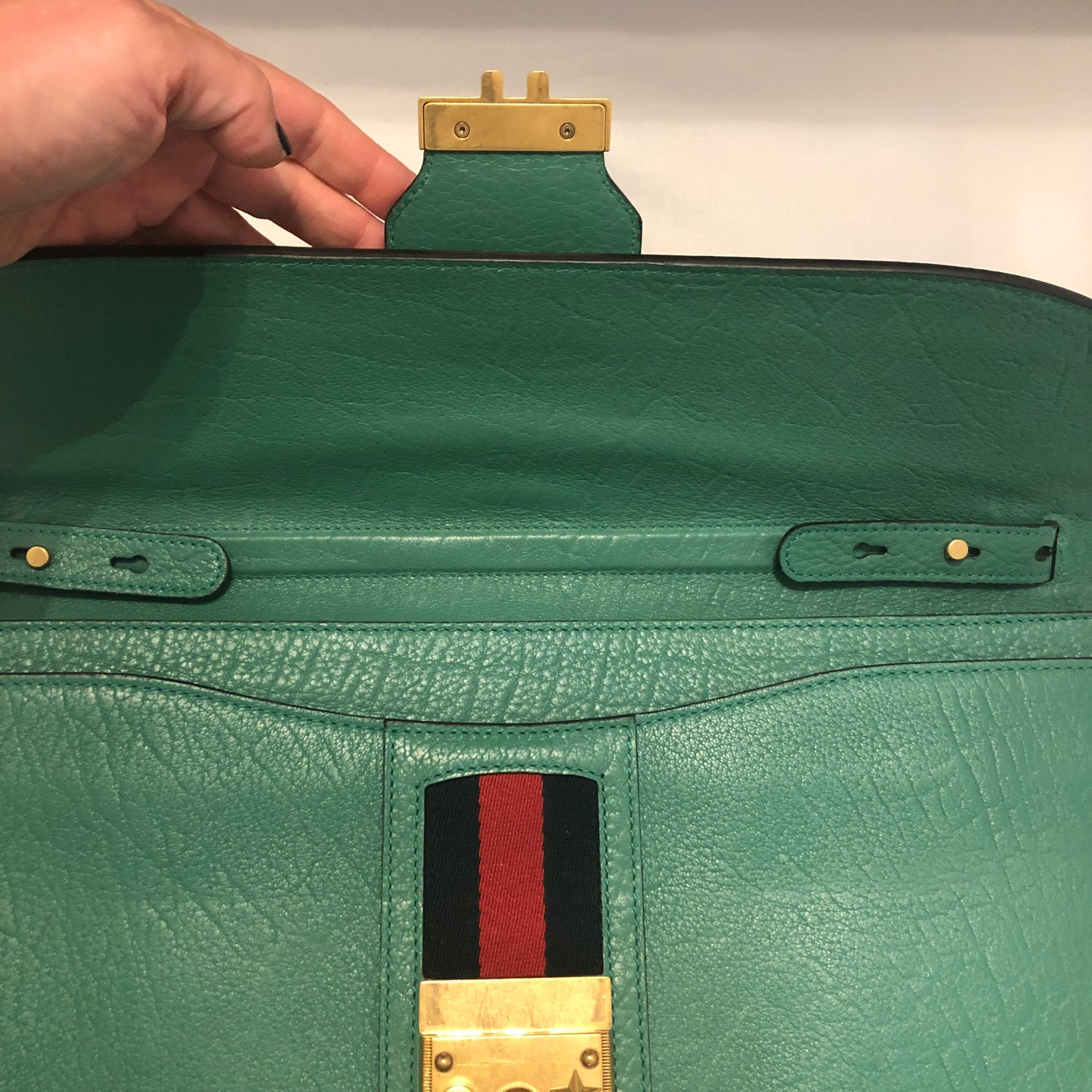 Gucci Messenger Bag with Web in Green