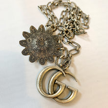 Load image into Gallery viewer, Gucci Marmont Double G Flower Necklace in Blue and Silver
