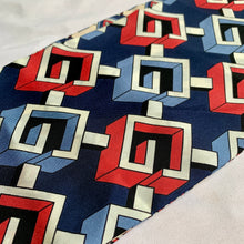 Load image into Gallery viewer, Gucci Silk Geometric G Print Neck Scarf in Cream and Slate Blue