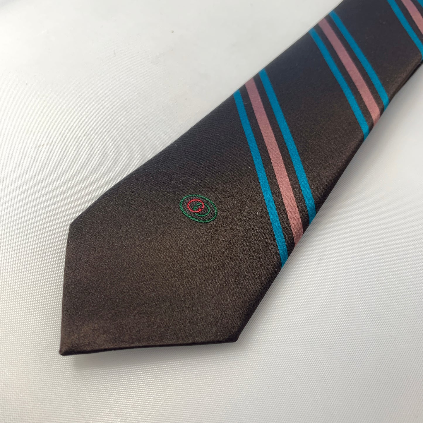 Gucci Gimental Striped Silk Tie in Brown