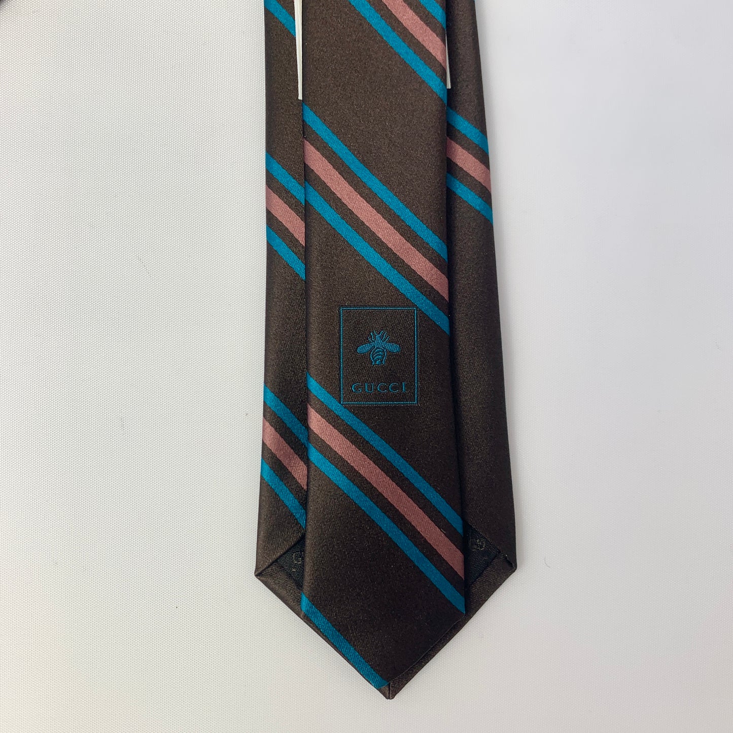 Gucci Gimental Striped Silk Tie in Brown