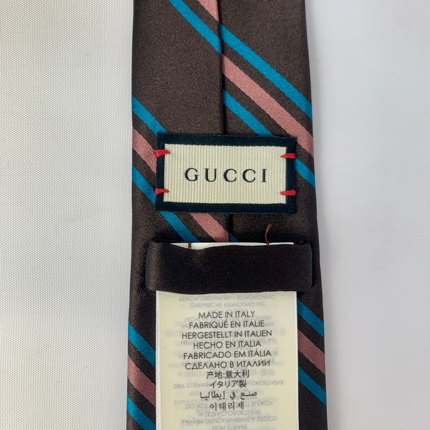 Gucci Gimental Striped Silk Tie in Brown